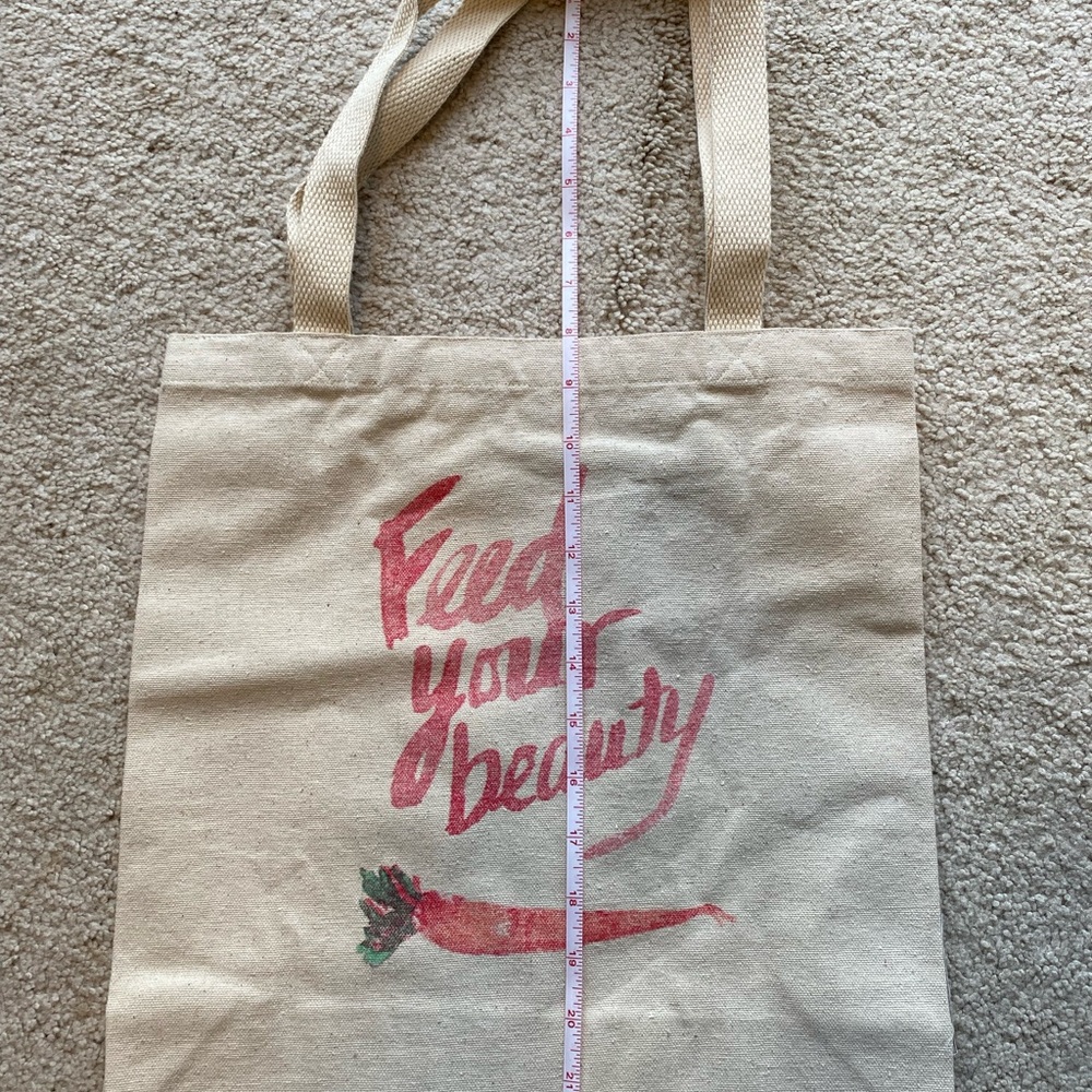 Beige Canvas Tote Bag with Print